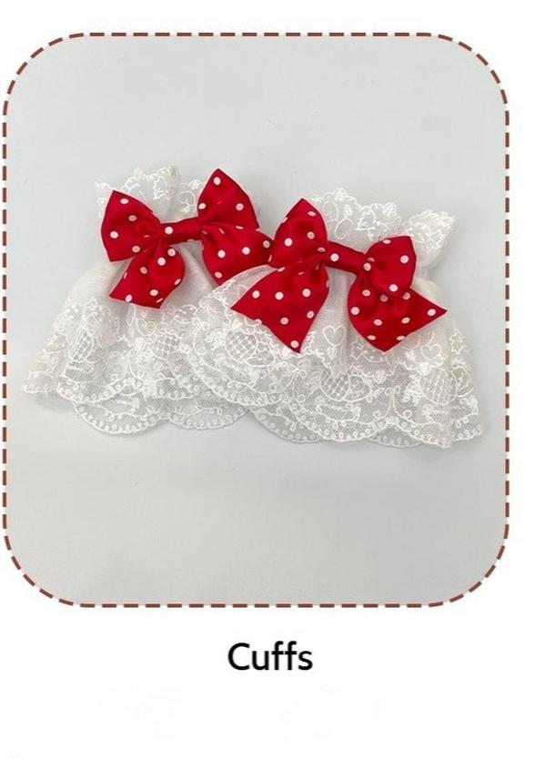 Mengfuzi - Strawberry - Sweet Lolita BNT Strawberry Print Detachable Sleeves Cuffs Only Ivory