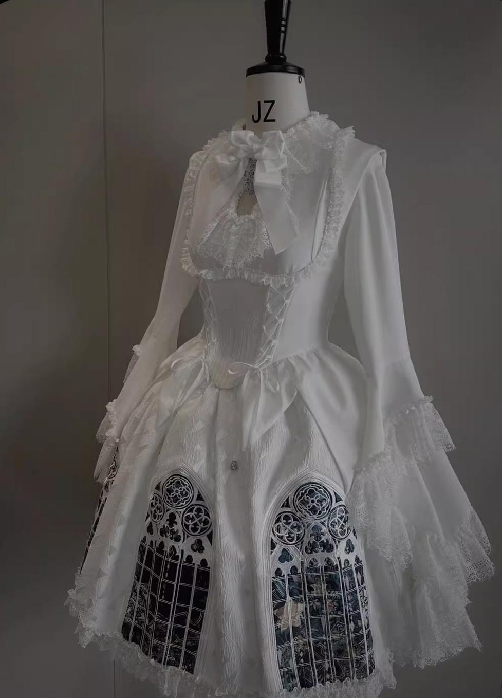 Susin Lolita - Night Traveler - Gothic Lolita Skirt Outfit Long Coat Shirt and Bustier Set 42118:727595