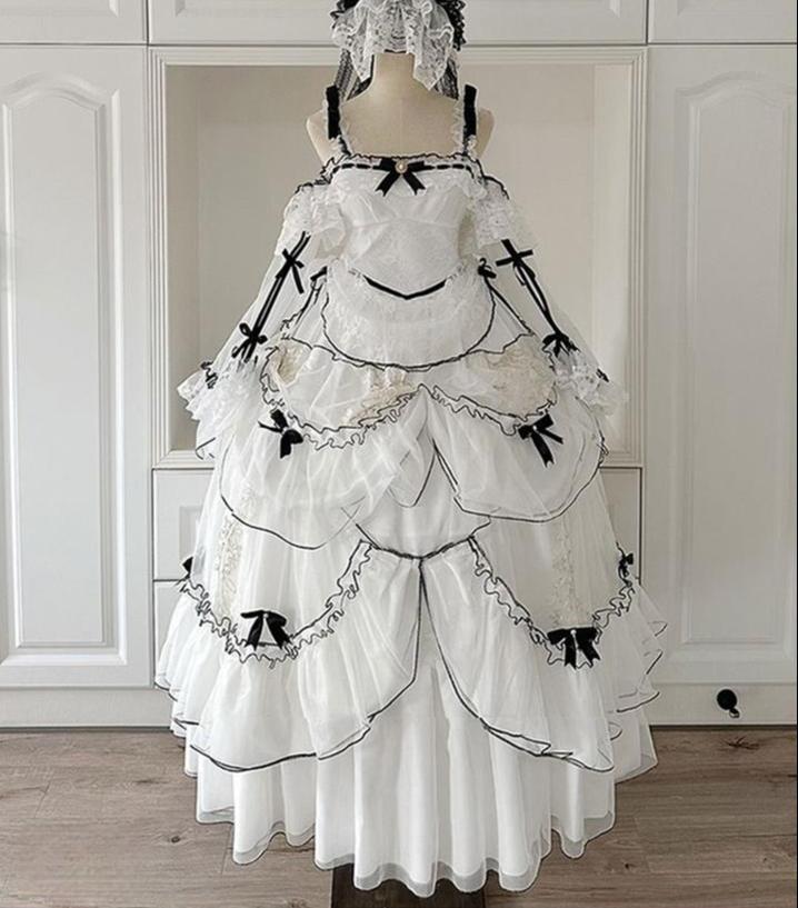 Daydream Whisper - Layered Poem - Wedding Sweet Plus Size Lolita JSK Dress Set 44159:797652