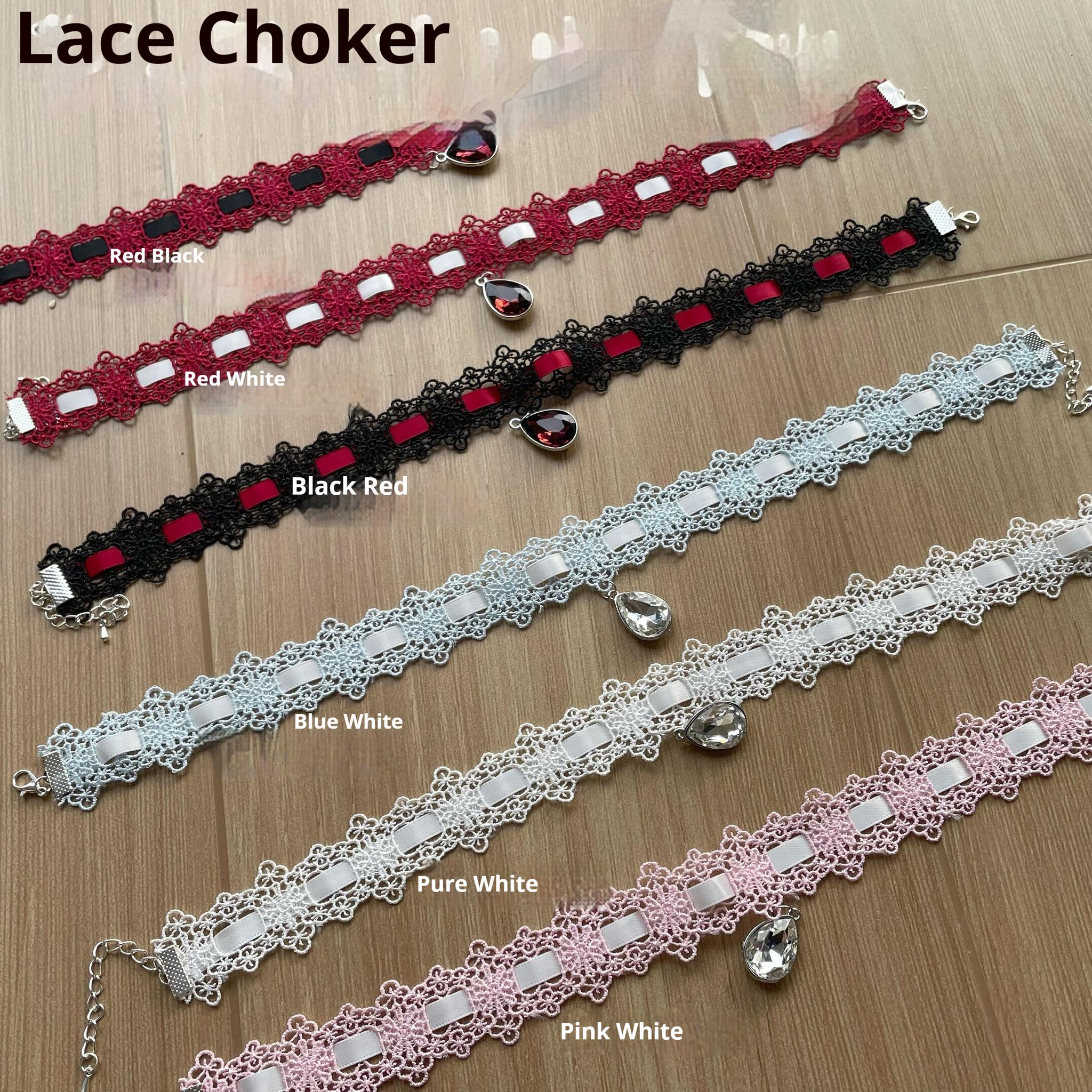 Uncle's Workshop - Stacked - Lolita Accessory Set Hairband Bow Trailing Brooch Choker Lace Choker Only (same color as the dress default/please note the specific color)