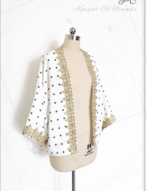 Princess Chronicles~Armory of Glory~Wa Lolita Elegant White Printed Coat S coat 