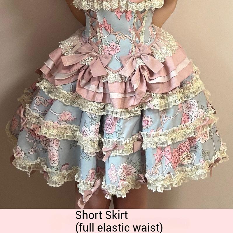 Sweet Wood - Jewel Rose - Plus Size Sweet Lolita Skirt Set in Separate Pieces Short Skirt Only S