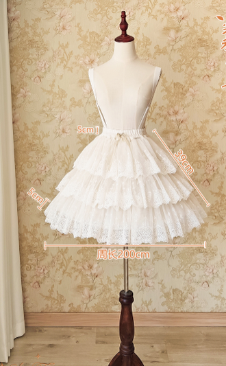 Sentaro - Elegant Lolita A-line Fish-bon Adjustable Tiered Skirt (white) 15014:209074