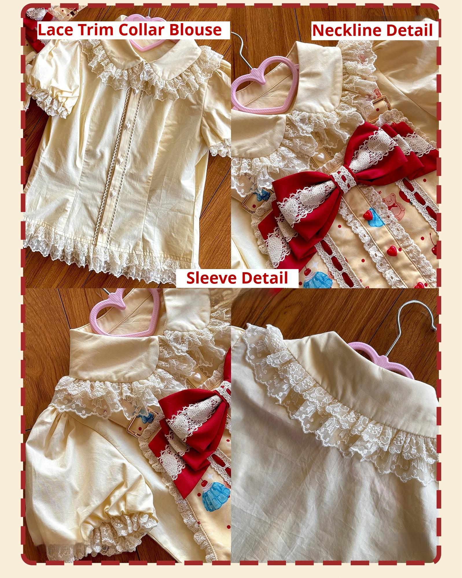 DreamWhale - Showa Dessert Showcase - Kawaii Lolita Dress Suit Pudding-Inspired JSK/Salopette 43200:771633