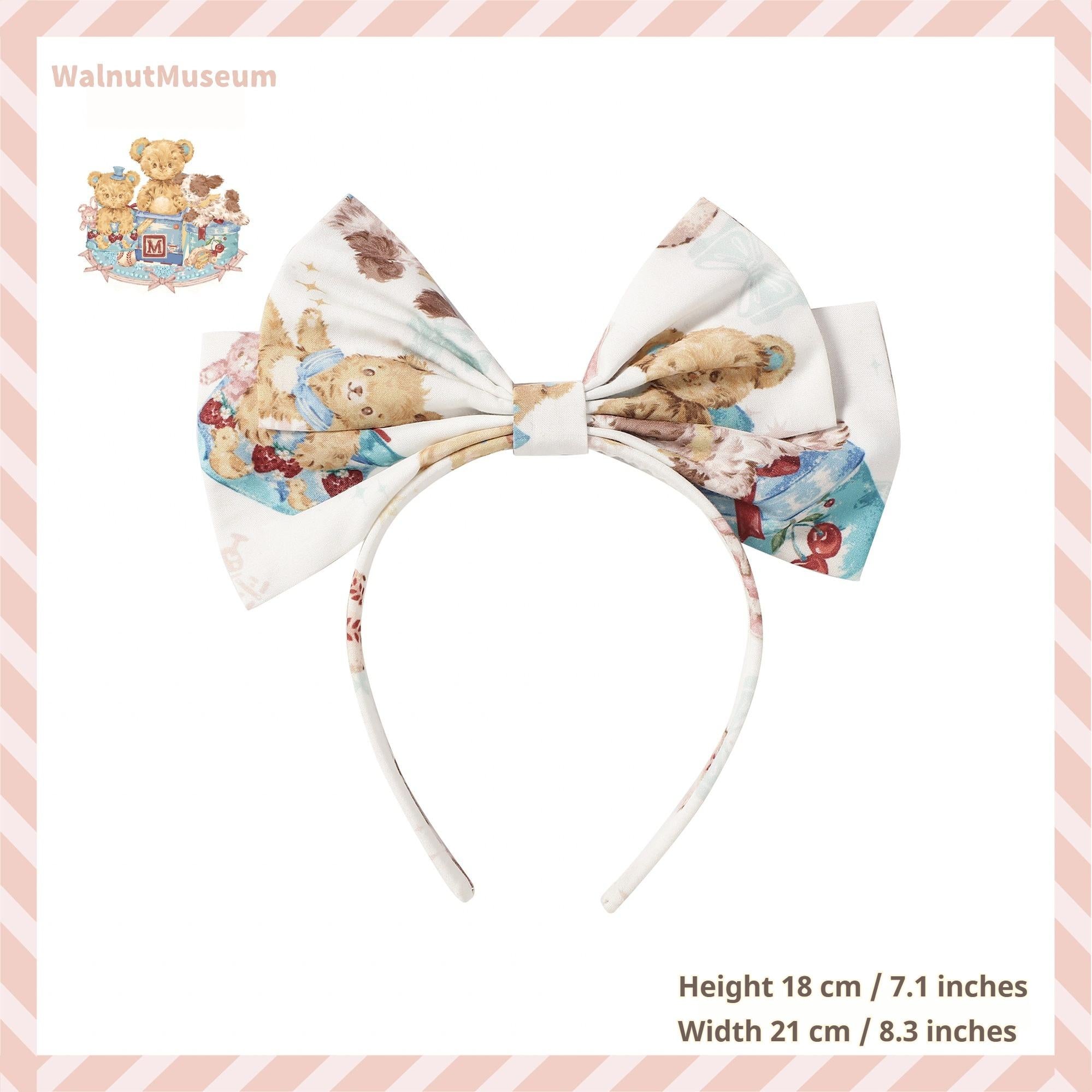 Walnut Museum - Toy Anniversary - Kawaii Lolita Dress Suit Bear Print JSK and Salopette Milky White KC (One Size) S