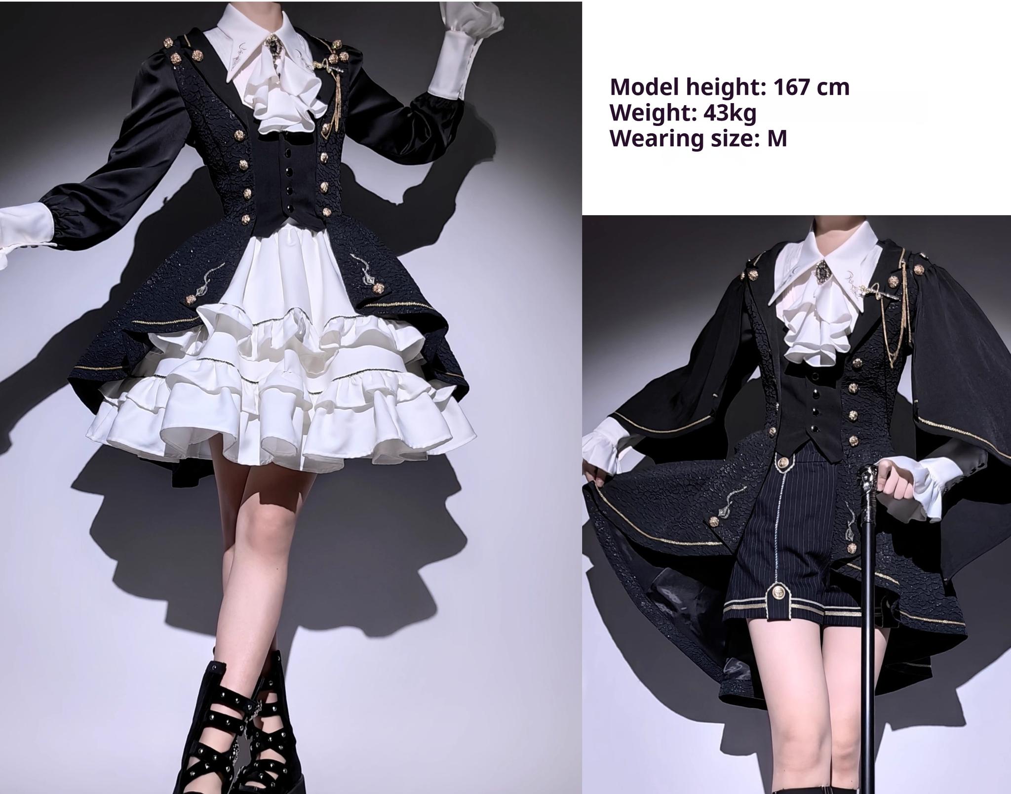 SilentMars~Fallen Moon Rule~Military Lolita Shirt Set Retro Knight Style Blouse 41196:687636