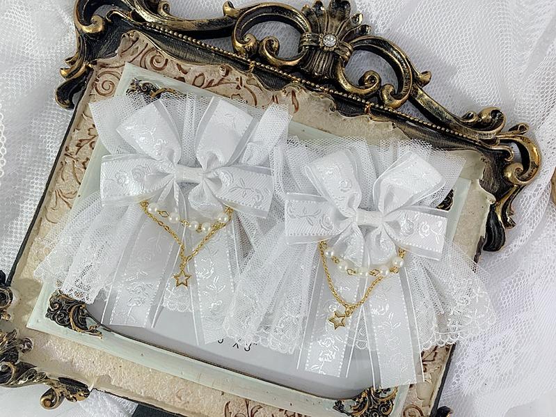 Sweet Jelly Lolita - Double Layer Lace Cuffs Elegant Lolita Gloves One Size A pair of white improved cuffs only