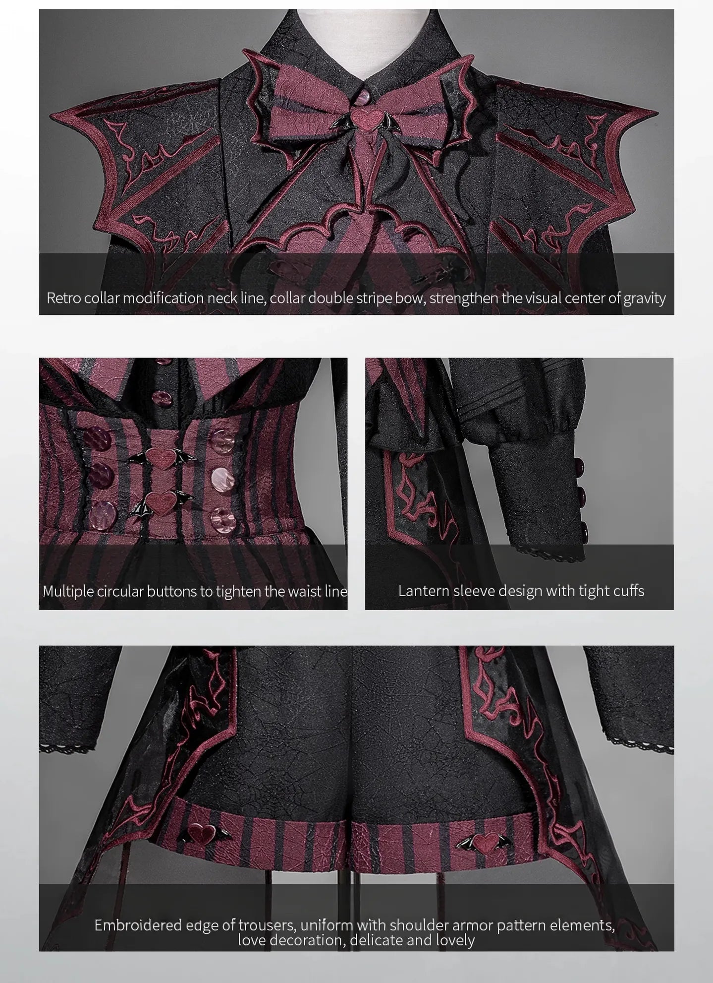 Devil's Convention - Ouji Lolita Prince Outfit Set, Bat Trailing 45744:860961