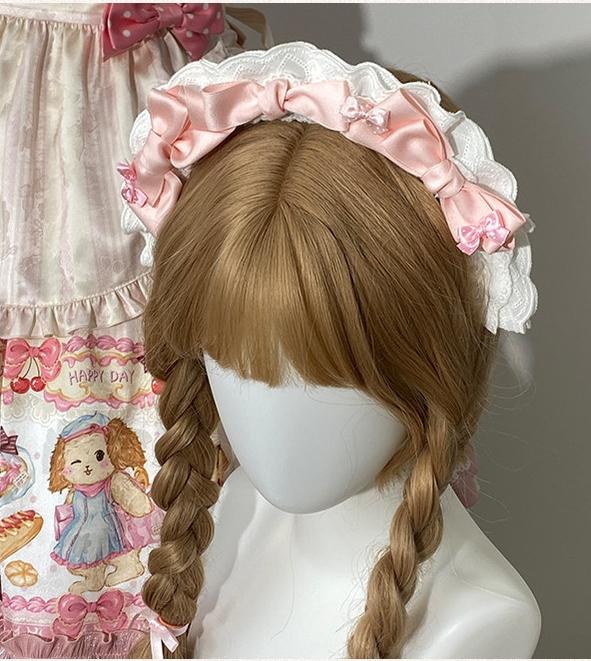 Full Sugar Bakery - Sweet Lolita Puppy Dessert Print OP Dress with Bows KC Only (one size / choose M) S