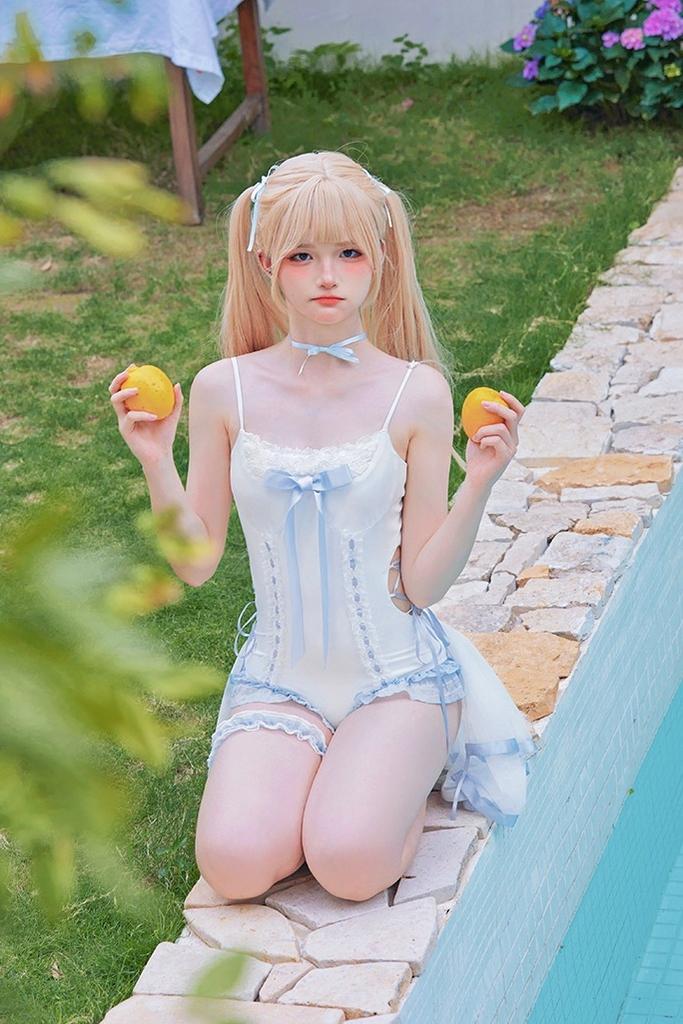 Tan Tuan - Water Melody - Lolita Inspired Swim Suits with Hollow-out Detail and Trailing