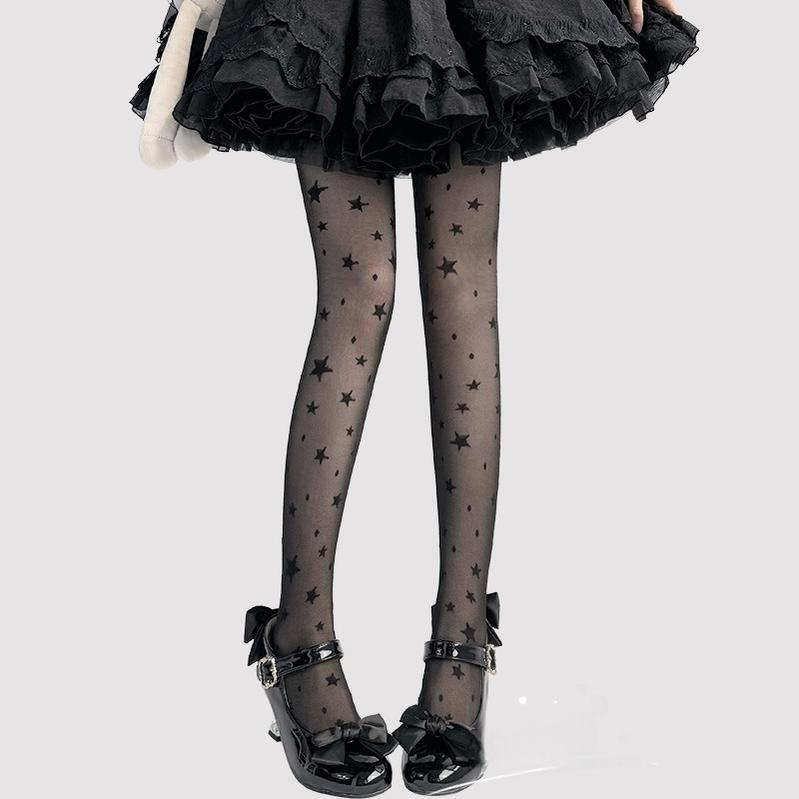 Hua Nai Cat - Summer Kawaii Lolita Thin Tights Sheer Pantyhose with Star Pattern