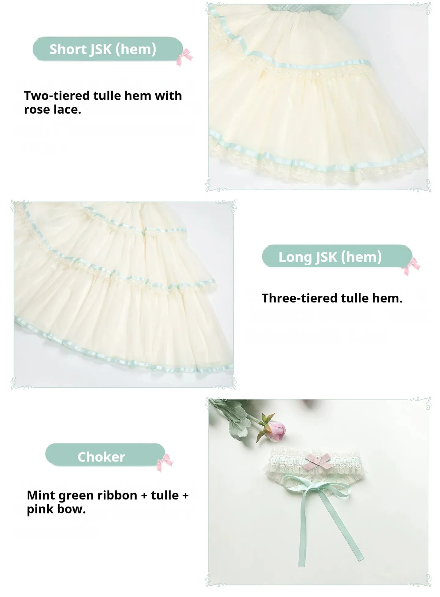 Sea Salt Soda - Classic Lolita Adjustable Corset JSK Dress, Tiered Tulle Hem 45257:857009