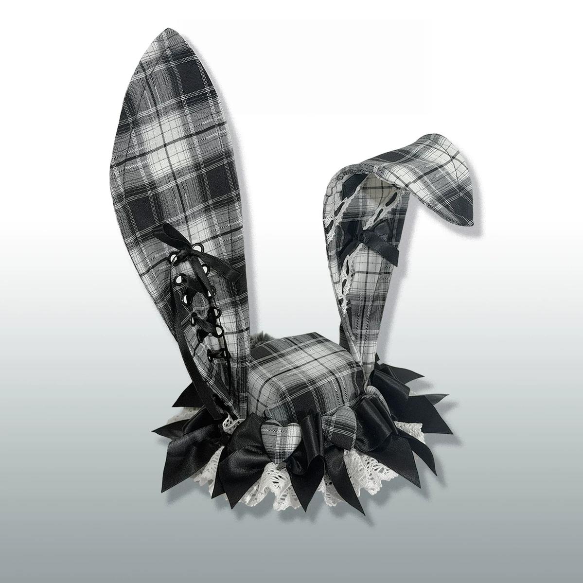 Plaid Lace Bunny - Old School Lolita Plaid OP Dress, Lace Trim 45992:871337