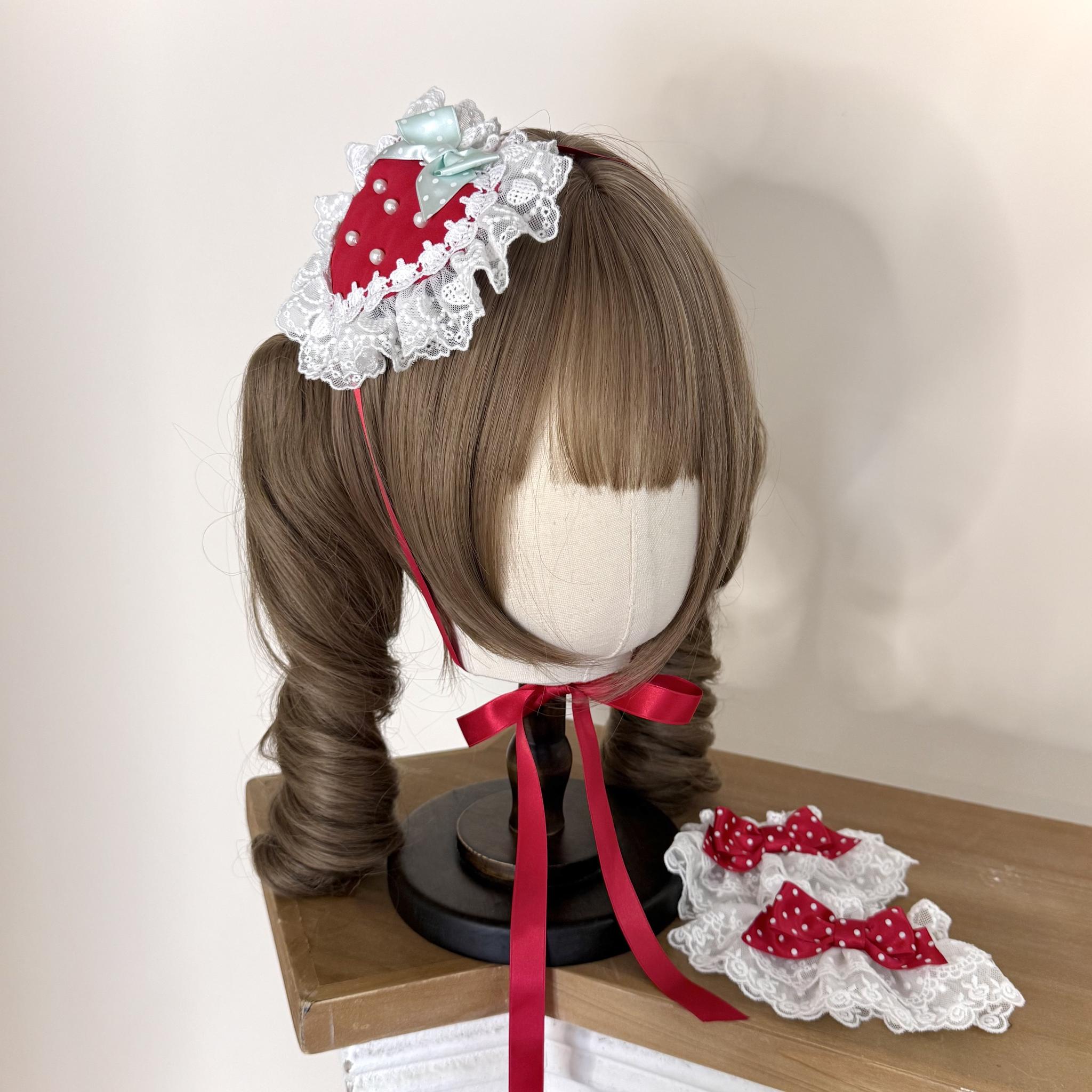 The Weird Strawberry Lady - Old School Lolita JSK, Hand-Studded Strawberry (L M S XL) 45165:837796