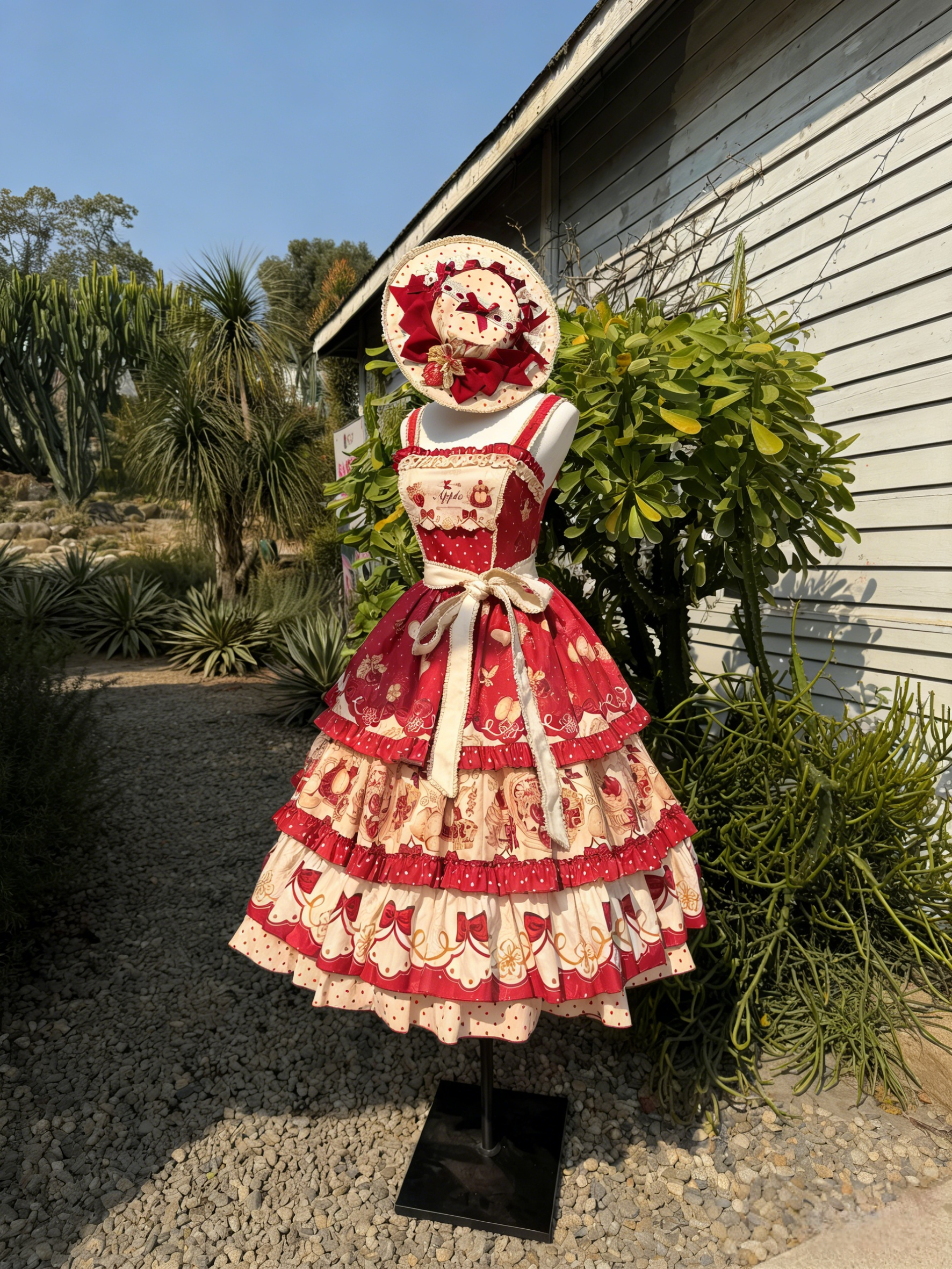 A Red Apple - Sweet Lolita JSK Dress, Tiered Hem Apron