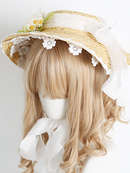 Xiaogui - Elegant Lolita Flower Bow Lace Sunhat