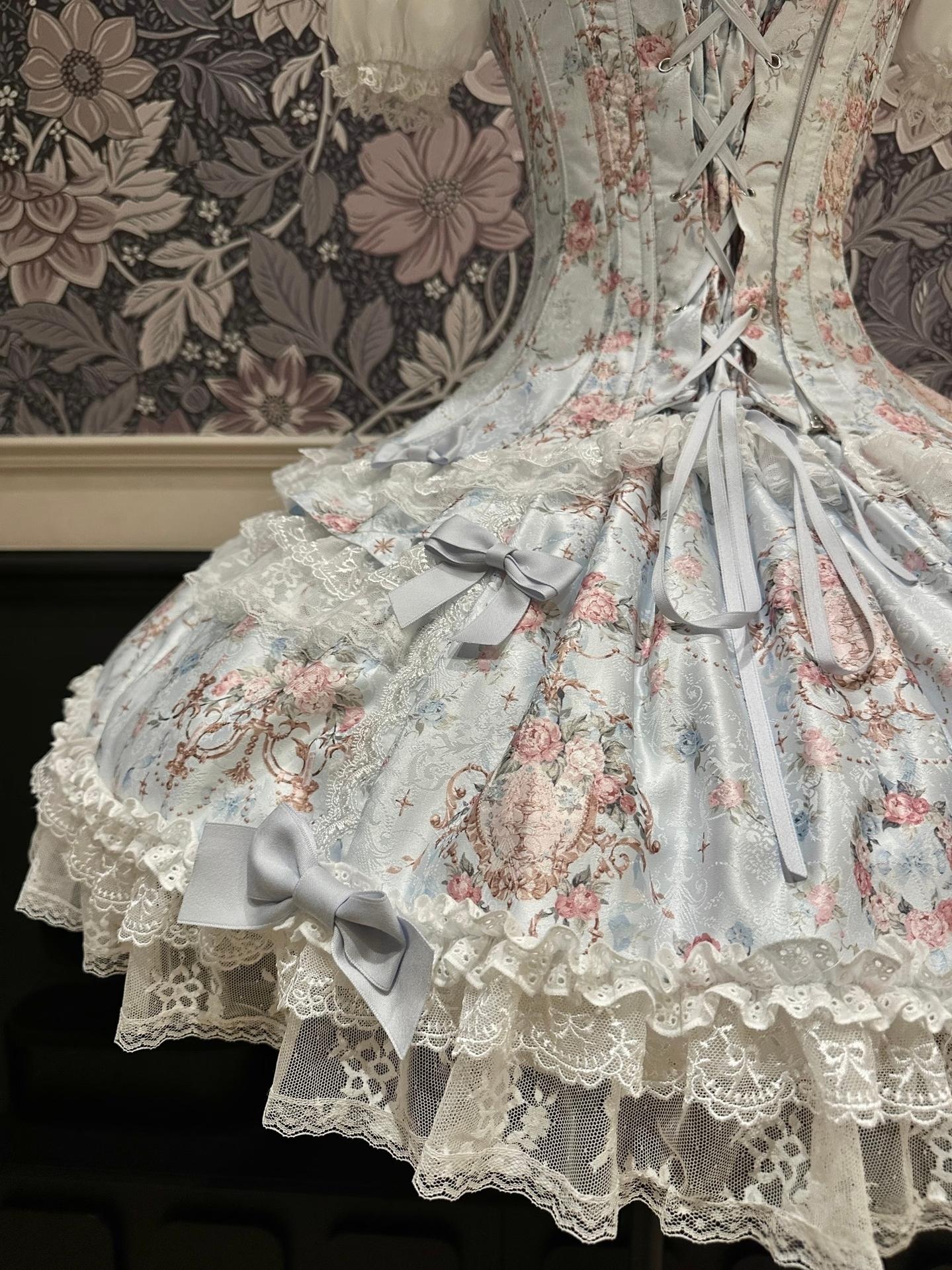 Mengfuzi - FLower in the Mirror - Old-School Lolita Bodice & SK Set, Short-Sleeved OP 44280:802295