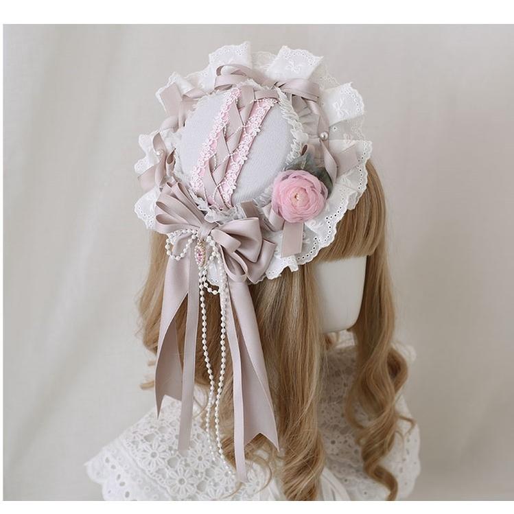 Xiaogui - Four Seasons Floral - Sweet Lolita Headdress Bow Lace KC Top Hat