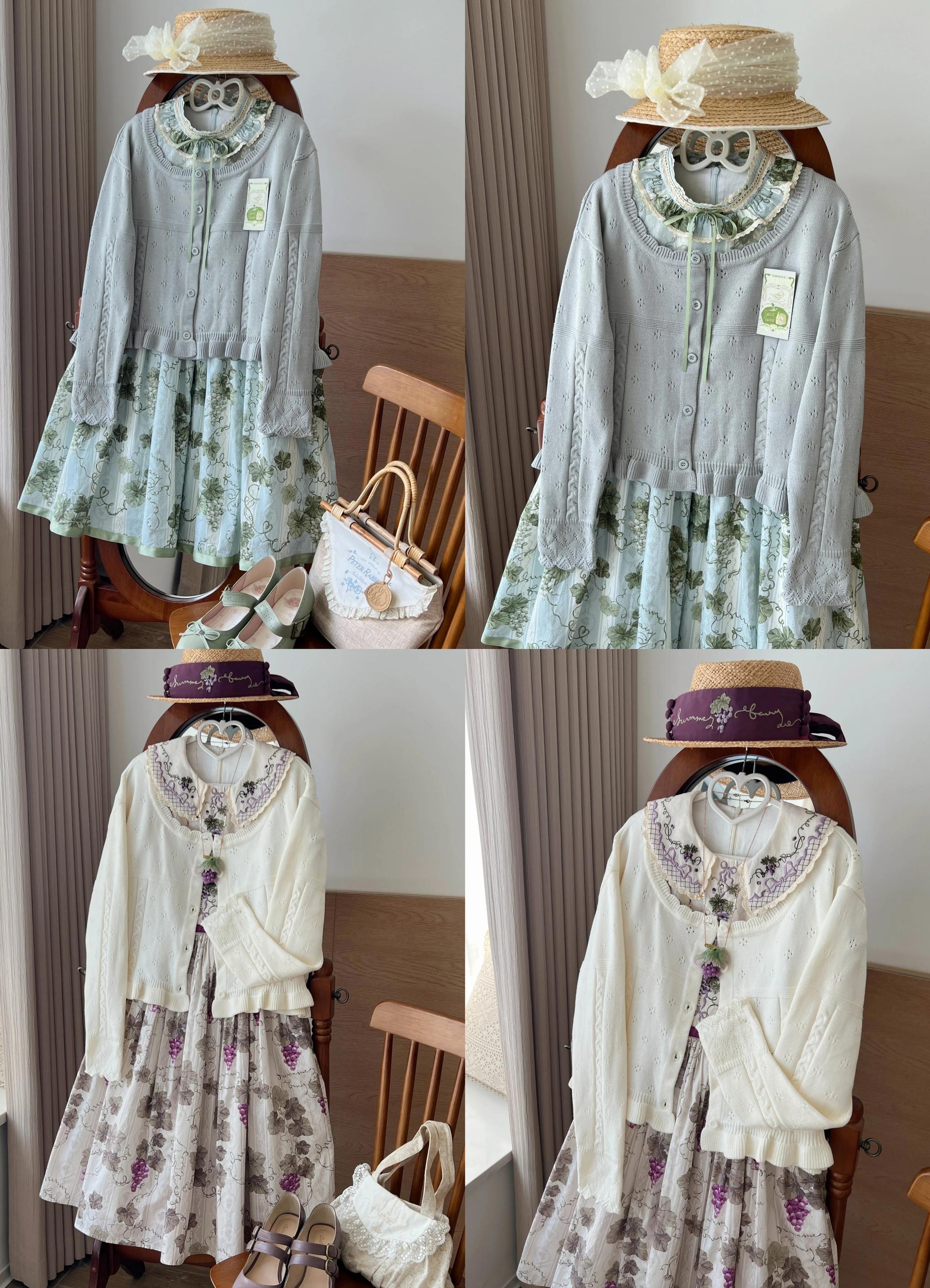 MIST - Kawaii Lolita Sweater Cardigan, Ruffled Lace Hem 43896:789194