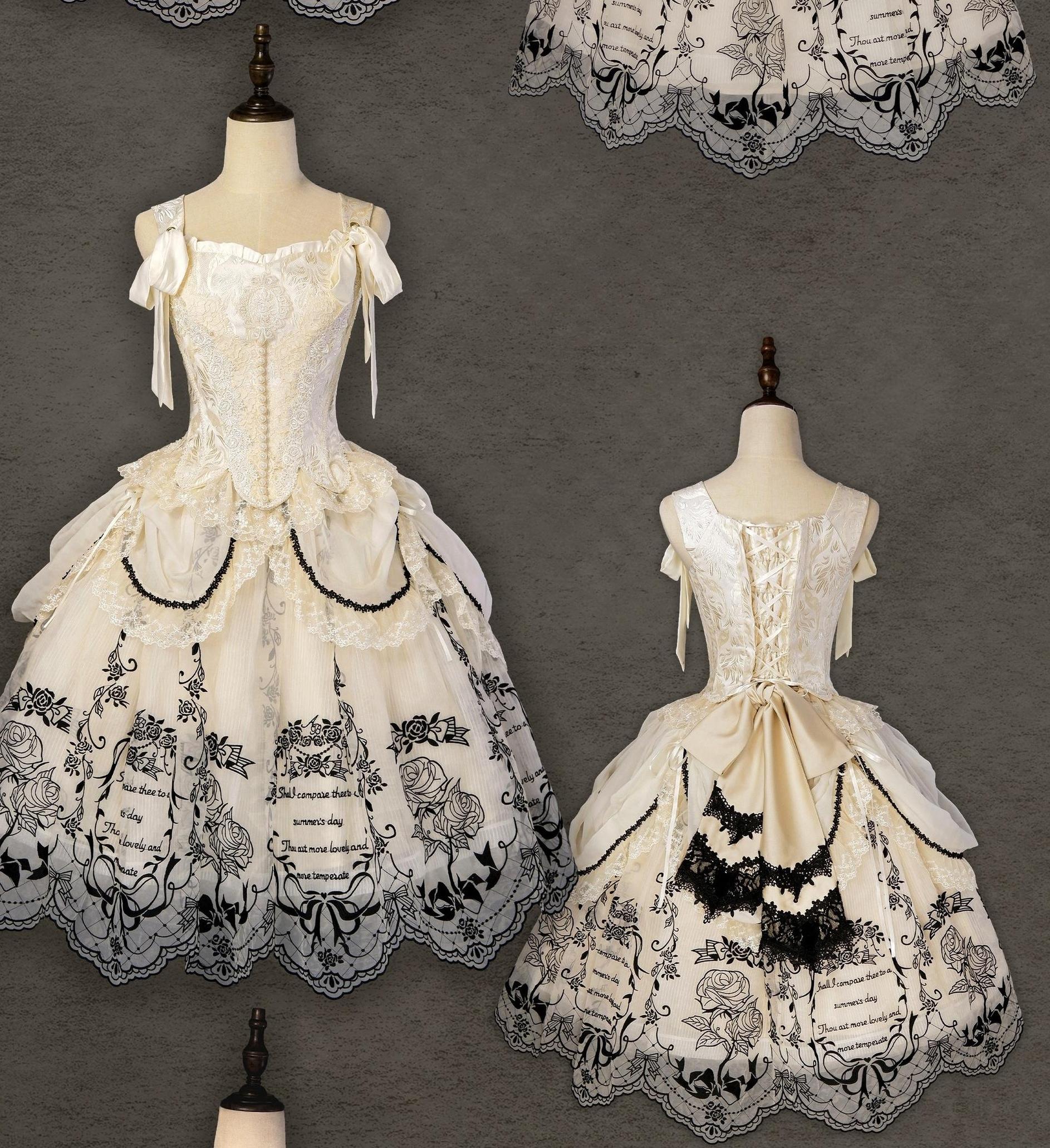 AuroraBorealis - Moonshadow - Gorgeous Wedding Lolita Dress Set Embroidered JSK SK and Bodice (L M S XL XS XXL) 41640:724985
