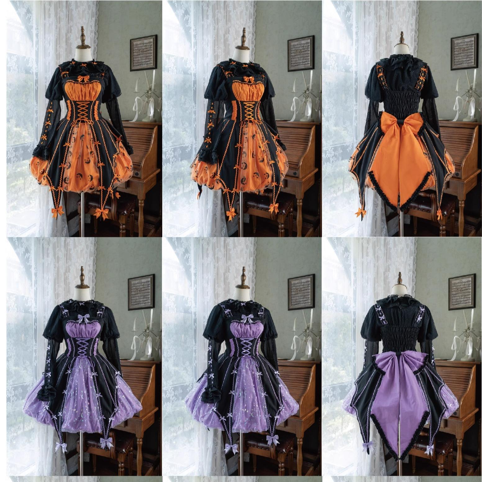 Lemon Honey - Halloween Gothic Lolita Jumper Dress, Pumpkin-inspired Dress 39230:629514