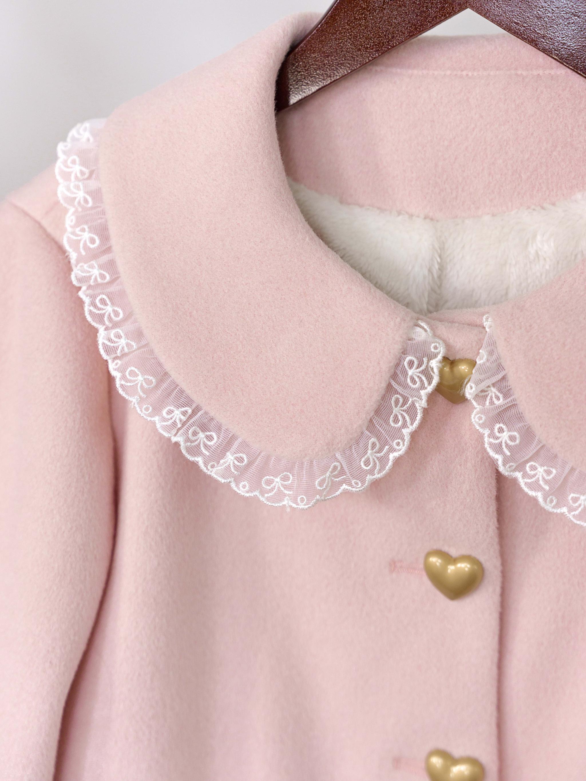 Milk Puff - Winter Fleece-lined Sweet Lolita Coat, Detachable Collar