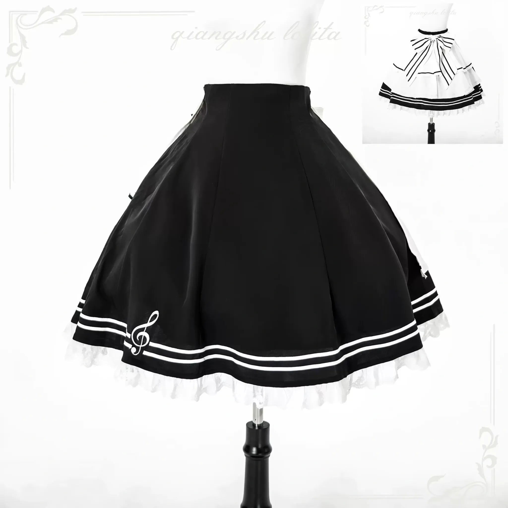 Silent Melody - Ouji Lolita Chiffon Blouse or Musical Note Embroidered Skirt (L M S) 45484:853556