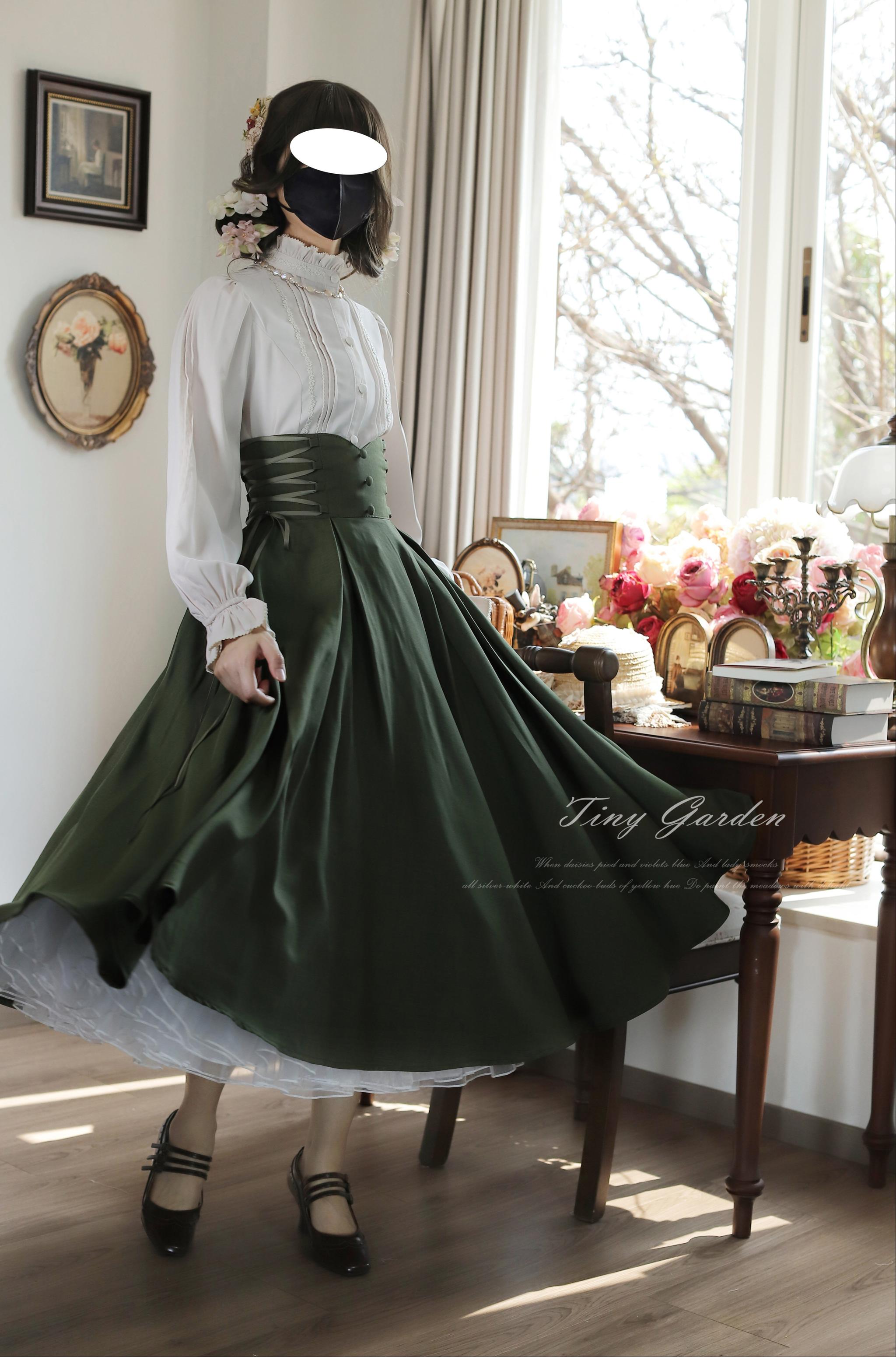 Morning Mist and Letter - Classic Lolita A-Line Skirt, High-Waist Fit