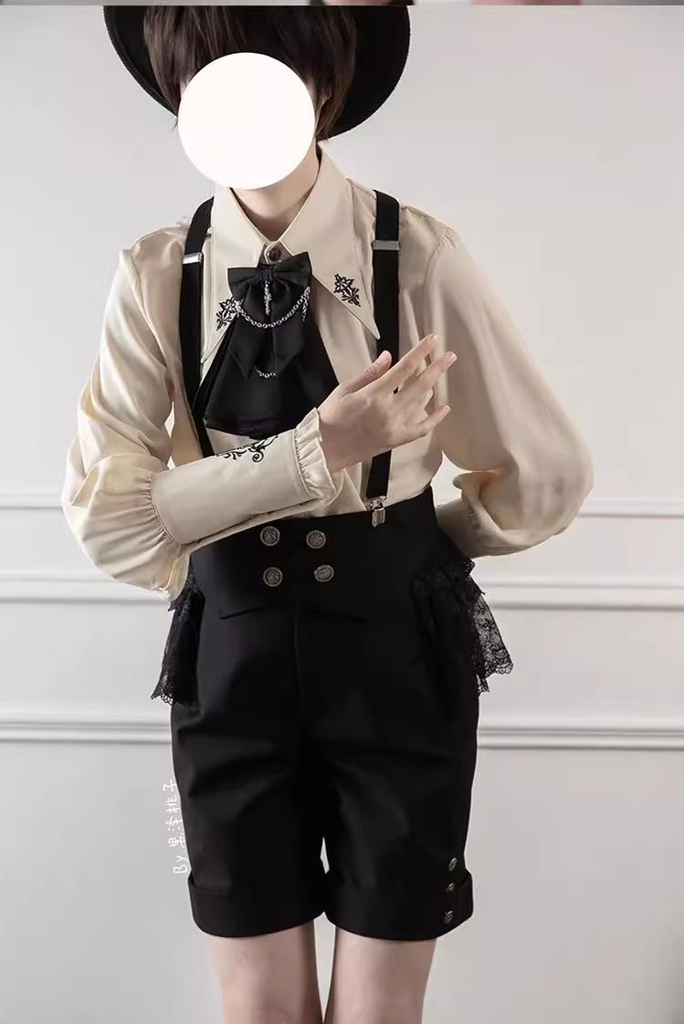 CastleToo - Night Raven Magic - Ouji Lolita Dress Set, Suspender Shorts & Cape 38930:605588