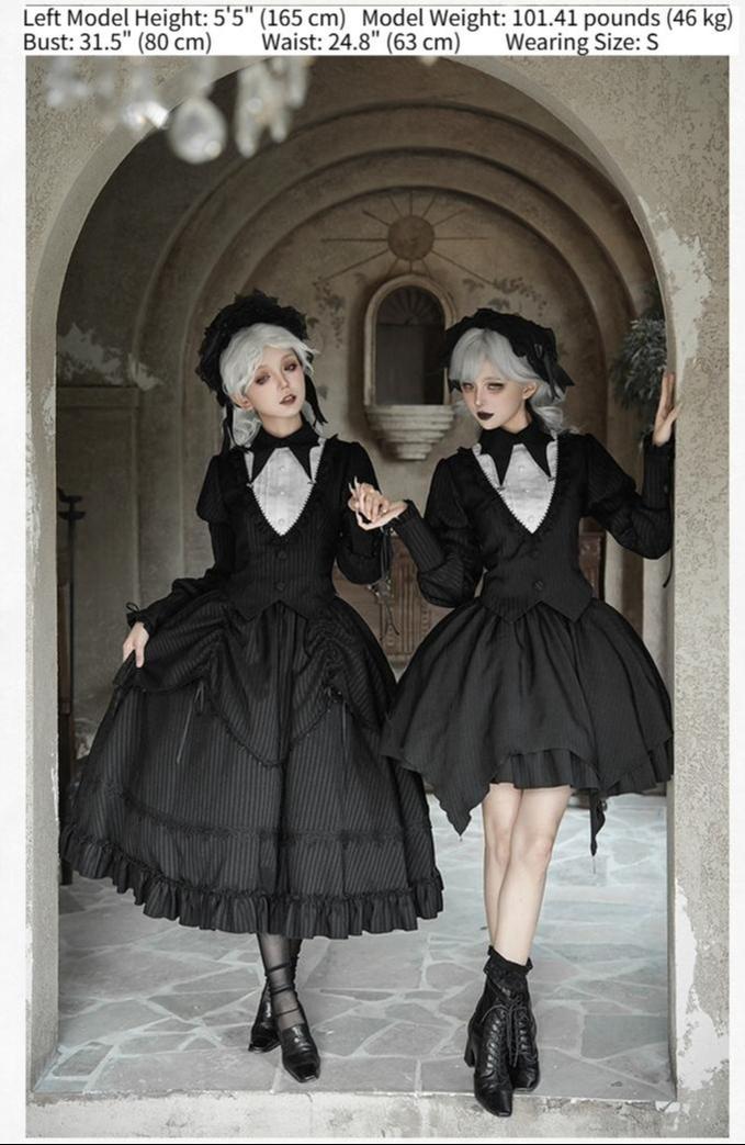 With PUJI - Night Talk - Gothic Lolita Skirt Dress Set, Batwing-shaped Accents 44188:797796