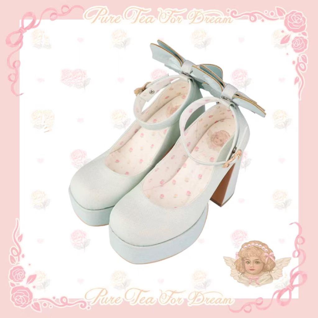 Pure Tea For Dream~Untouchable Butterfly~Elegant Lolita Heels Lolita Shoes PU Shining Platform 32642:388296