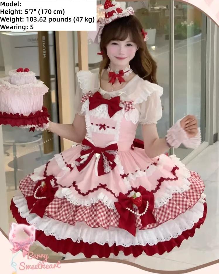 Berry Sweetheart - Sweet Lolita JSK Dress, Four Tiered Hem 44440:808066