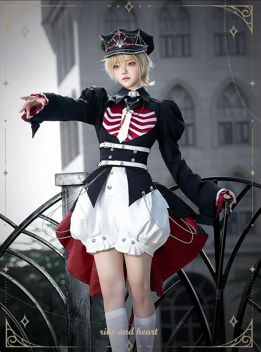 Ribs and Heart - Ouji Lolita Trailing Jacket & Ribs Embroidered Blouse Set 45781:862328
