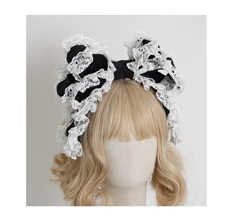 Xiaogui - Sweet Lolita KC with Large Lace Bow in Multiple Colors Black