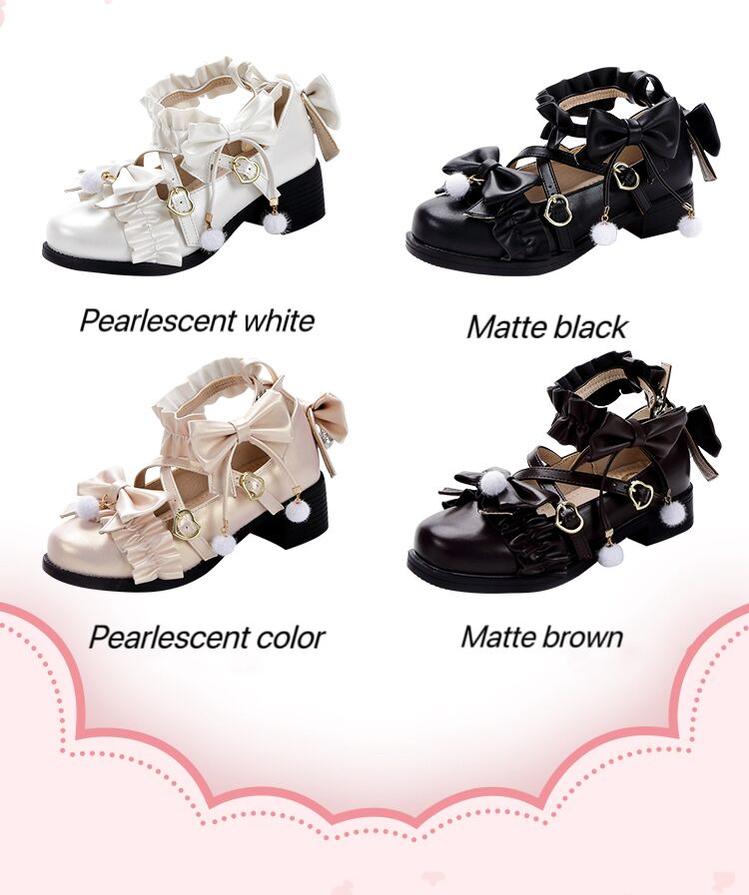 Fairy Godmothe~Preppy Style Flat Shoes Mid Heel Round Toe Lolita Shoes 32688:407424