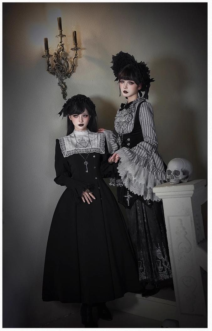 With PUJI - Letter and Poetry · Raven's Night Song - Oriental Aesthetics Gothic Lolita Dress Set