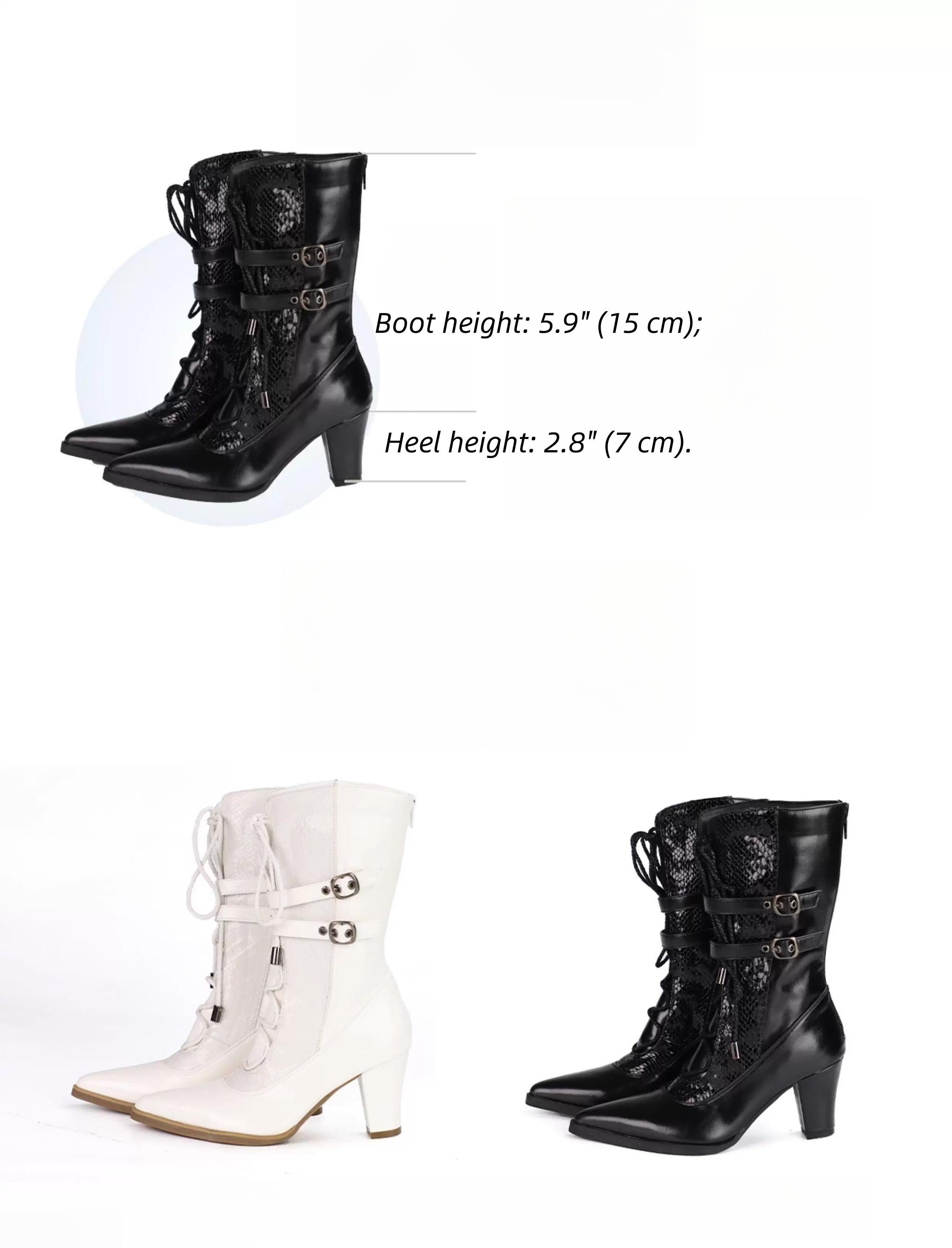 MODO - Gothic Lolita Heel Shoes, Faux Snakeskin Texture