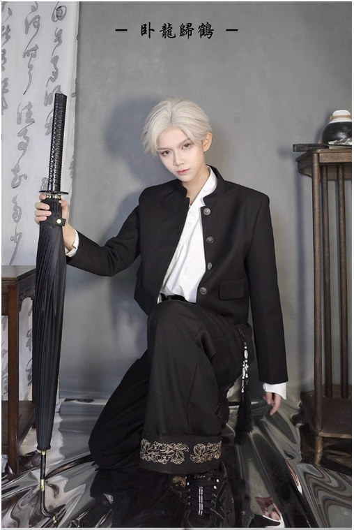 CastleToo - Chinese-style Han Element Zhongshan Suit Dragon and Crane Pattern
