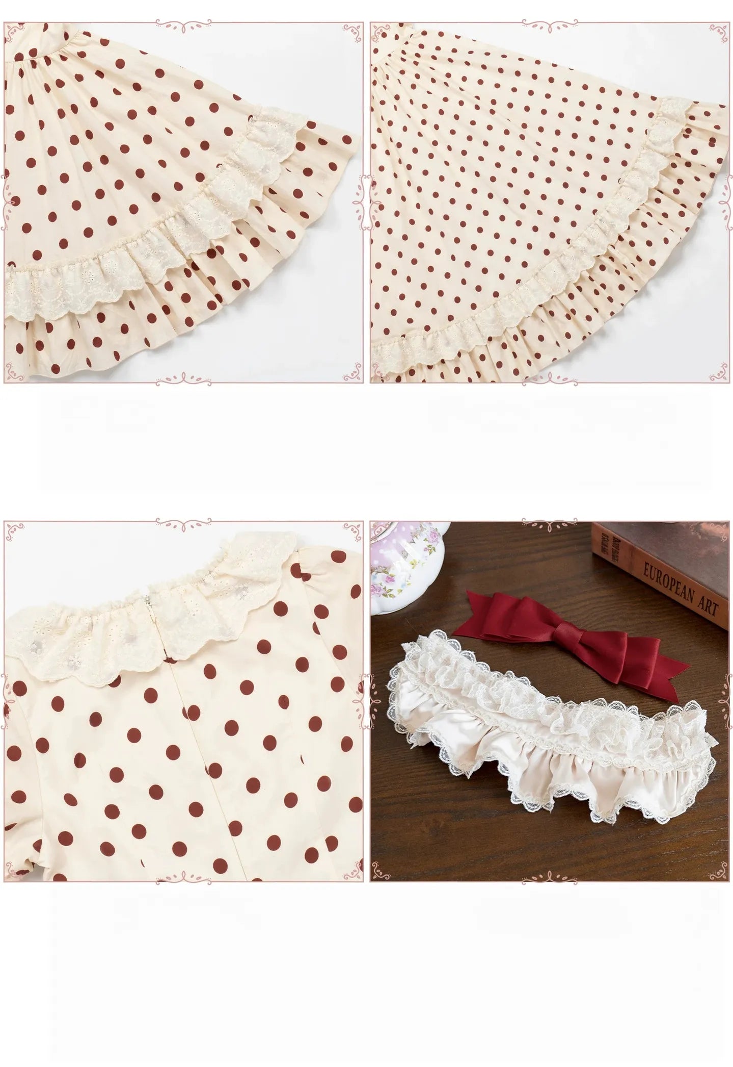 Polka Dot Lollipop - Cotton Old School Lolita Polka Dot OP Dress 45768:861575