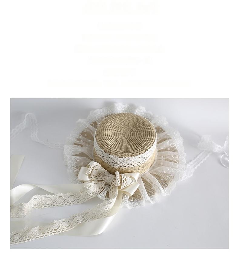 Xiaogui - Country Lolita Straw Hat Summer Hat with Lace and Bow