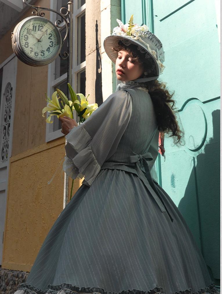 Embroidered Classic Lolita OP Dress, Lace Trim Shirt 45209:840301