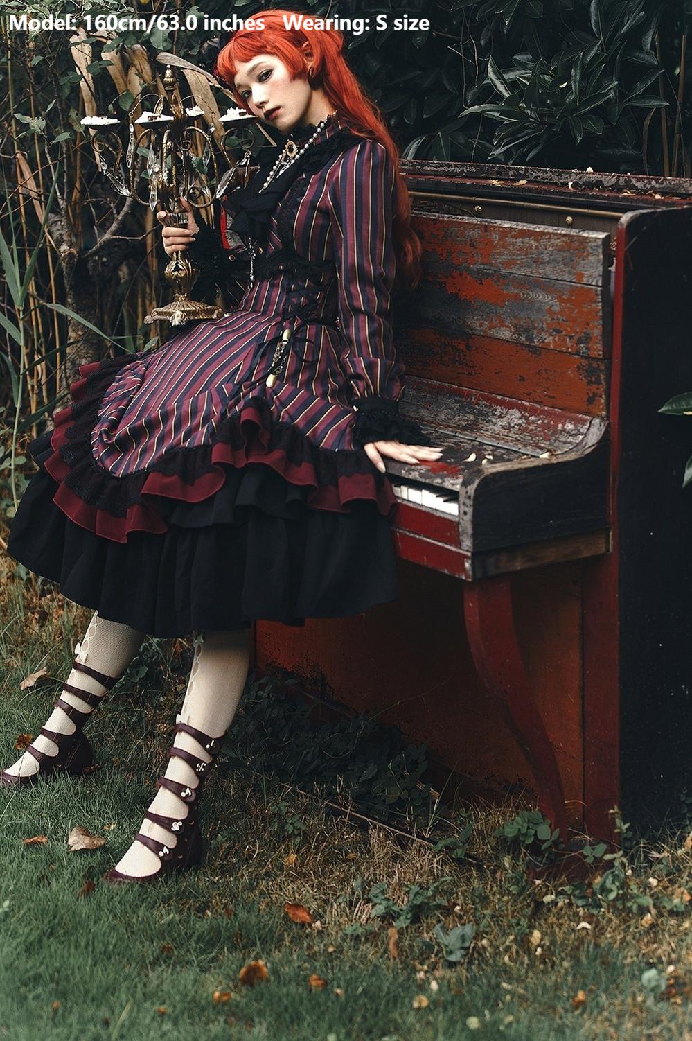 Miss Point - Perintz Manor - Gothic Lolita OP Long Sleeve Retro Lolita Dress 39904:643128