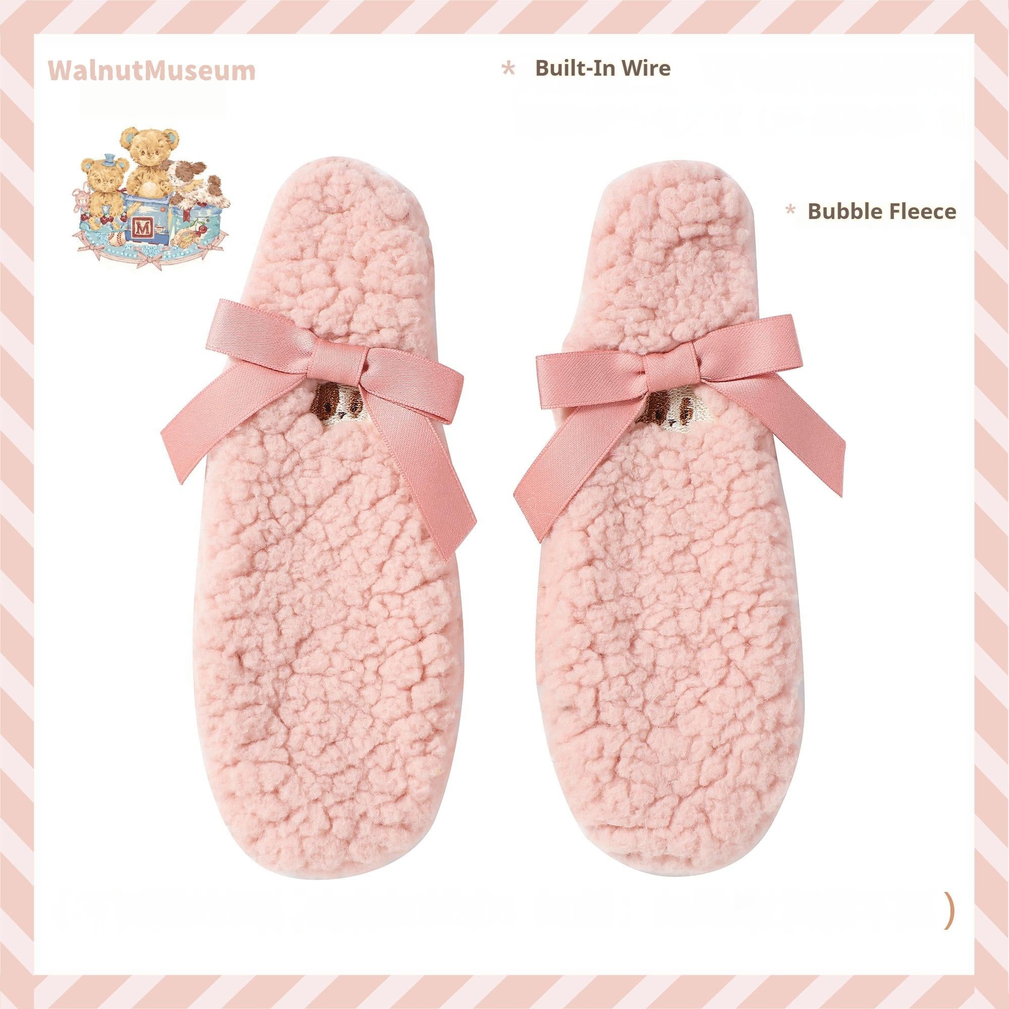 Walnut Museum - Toy Anniversary - Kawaii Lolita Dress Suit Bear Print JSK and Salopette Pink Embroidered Ear-shaped Pair Clips (One Size) S