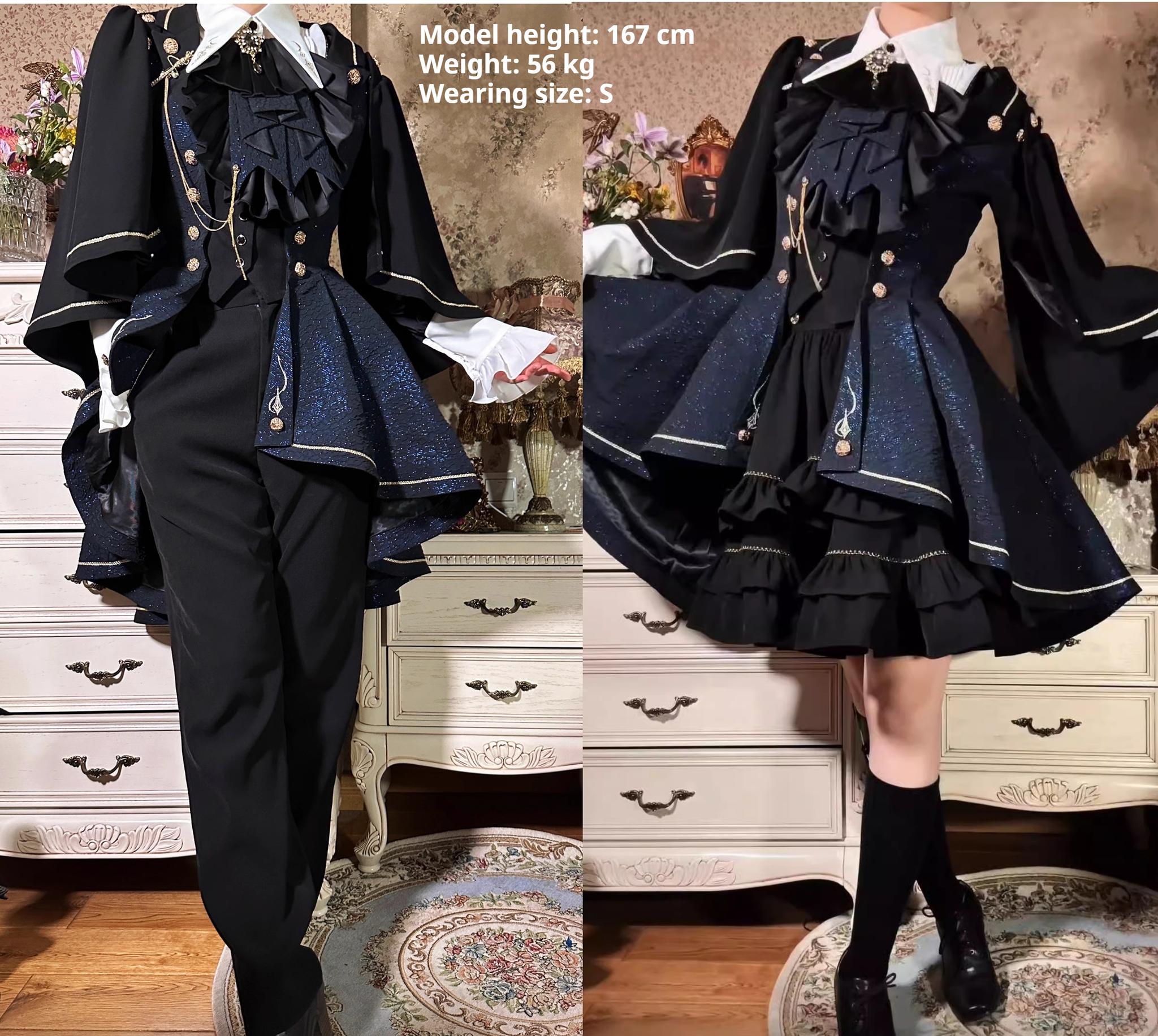 SilentMars~Fallen Moon Rule~Military Lolita Shirt Set Retro Knight Style Blouse 41196:687640