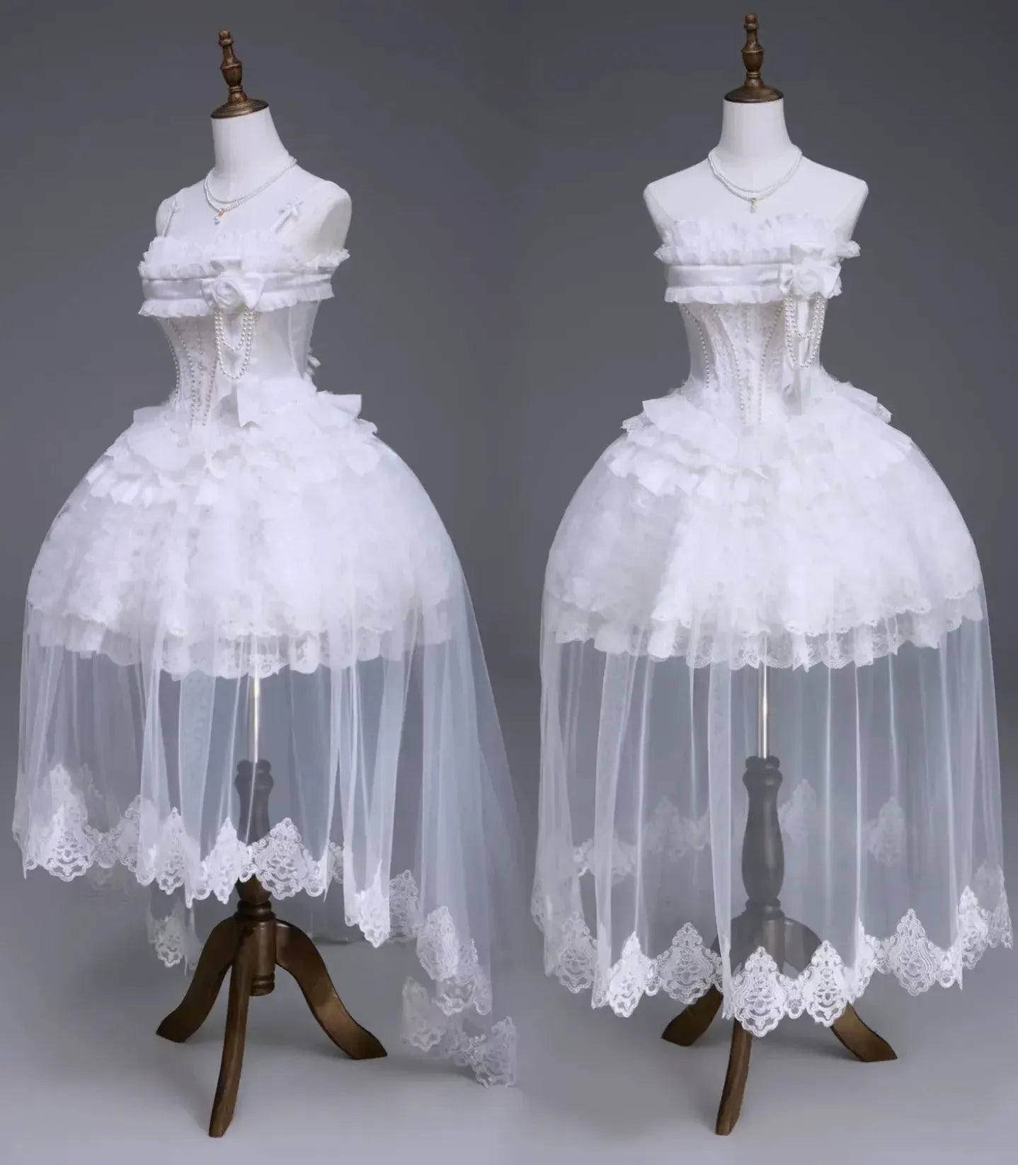 Nameless Snow - Classic Lolita Corset JSK Dress, Detachable Cape (L M S XL XS) 45683:859050
