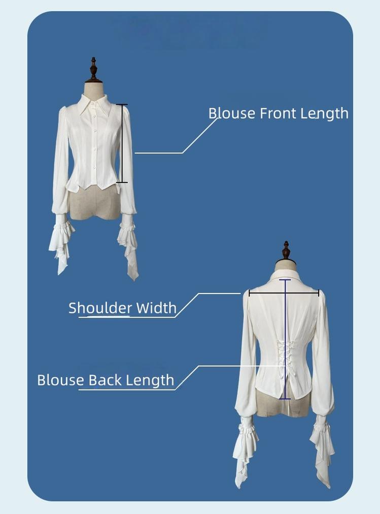 Moon Knight - Ouji Lolita Lantern Sleeve Blouse, Detachable Cuffs