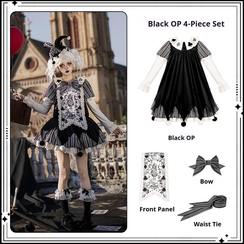 Puppet Mask - Clown Inspired Gothic Lolita OP Dress, Loose Fit (L M S) 44409:807169