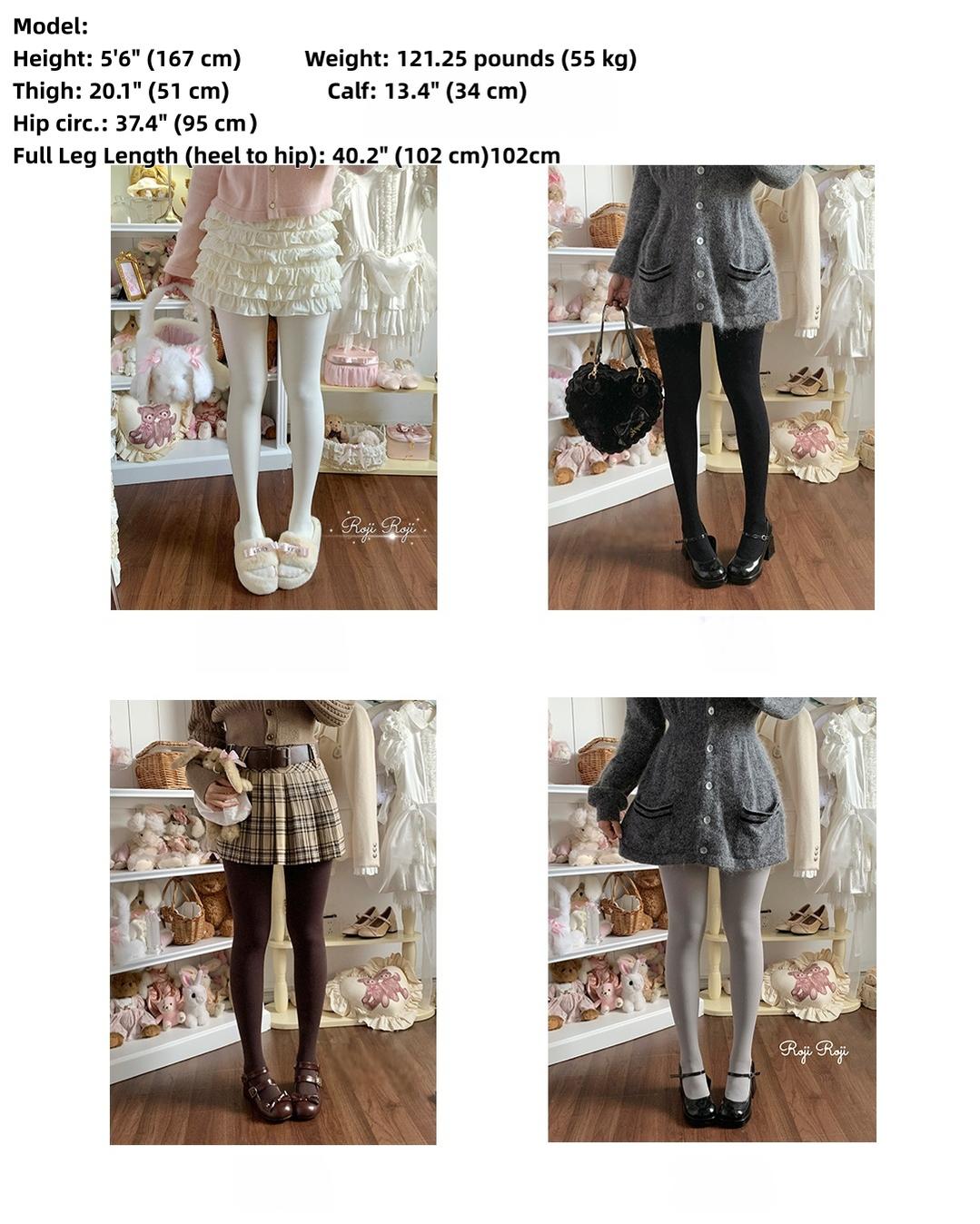 Roji Roji - Solid Lolita Winter Pantyhose, Thickened Velvet