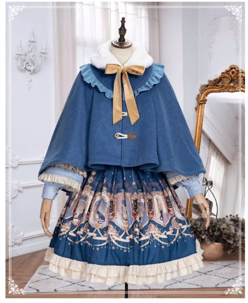YingLuoFu - Winter Lolita Skirt Set - Starry Court Retro Palace SK Cloak