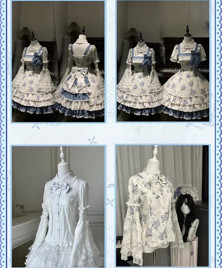 Falling Jacaranda Dream - Old School Lolita Jacaranda Printed JSK Dress 45732:859839